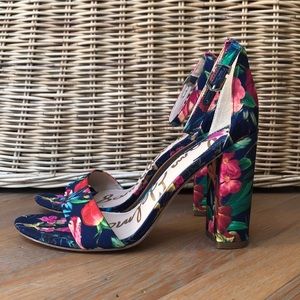 COPY - Sam Edelman Yaro Navy Floral Ankle Strap Heels 8